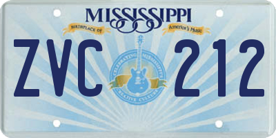 MS license plate ZVC212