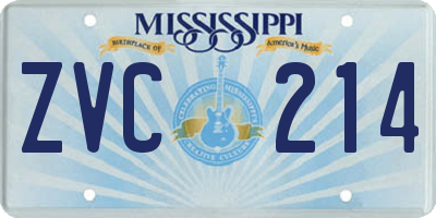 MS license plate ZVC214