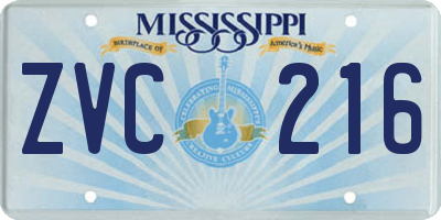 MS license plate ZVC216