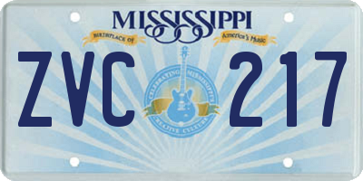 MS license plate ZVC217