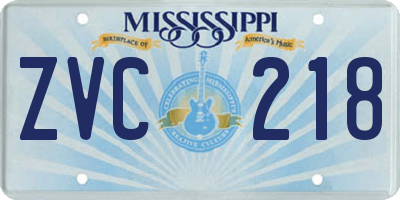 MS license plate ZVC218