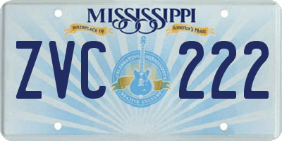 MS license plate ZVC222