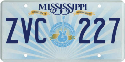 MS license plate ZVC227