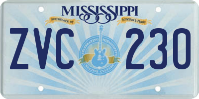MS license plate ZVC230