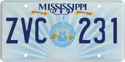 MS license plate ZVC231