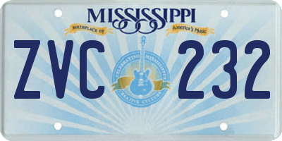 MS license plate ZVC232