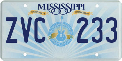 MS license plate ZVC233