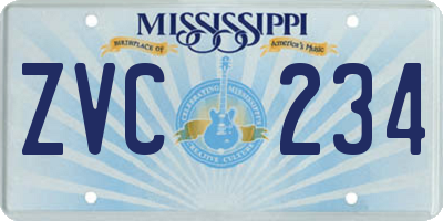 MS license plate ZVC234