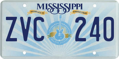 MS license plate ZVC240