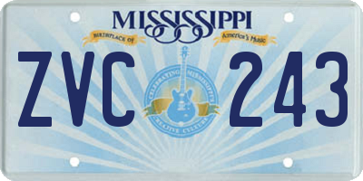 MS license plate ZVC243