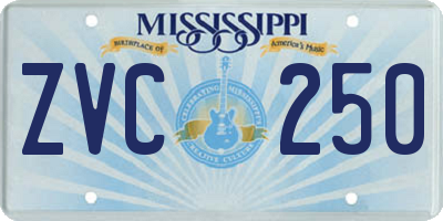 MS license plate ZVC250