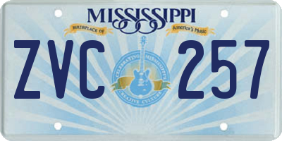 MS license plate ZVC257