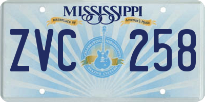 MS license plate ZVC258