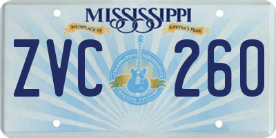 MS license plate ZVC260