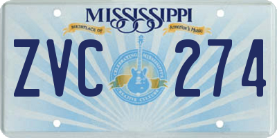 MS license plate ZVC274