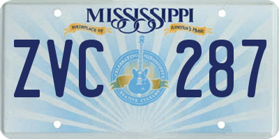 MS license plate ZVC287