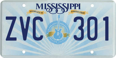 MS license plate ZVC301