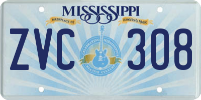 MS license plate ZVC308