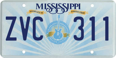 MS license plate ZVC311