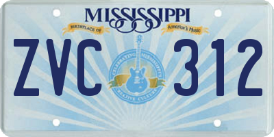 MS license plate ZVC312