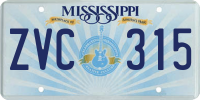 MS license plate ZVC315