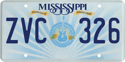 MS license plate ZVC326