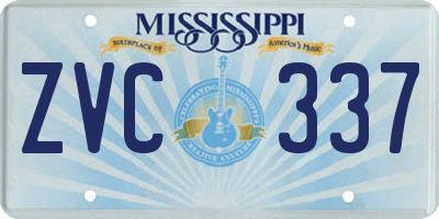 MS license plate ZVC337