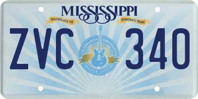 MS license plate ZVC340