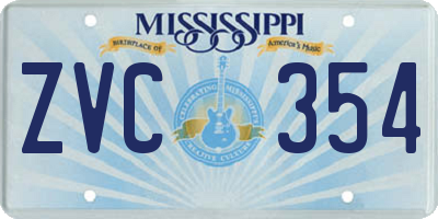 MS license plate ZVC354