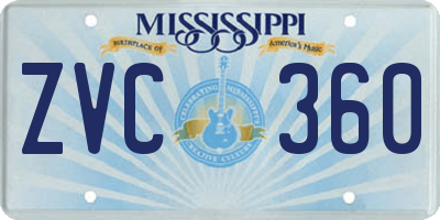 MS license plate ZVC360