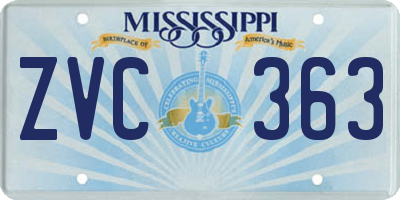 MS license plate ZVC363