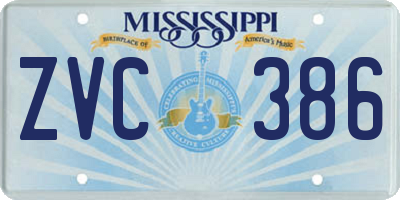 MS license plate ZVC386