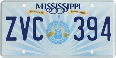 MS license plate ZVC394