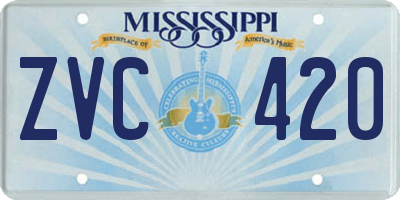 MS license plate ZVC420
