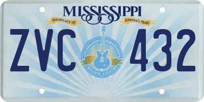 MS license plate ZVC432