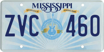 MS license plate ZVC460