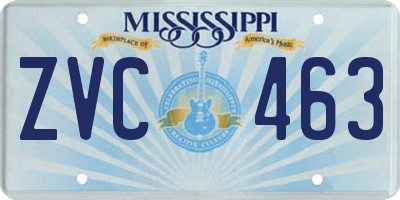 MS license plate ZVC463