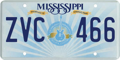 MS license plate ZVC466