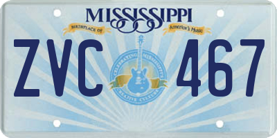 MS license plate ZVC467