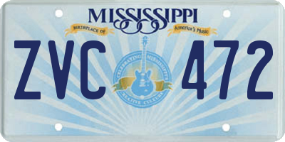 MS license plate ZVC472