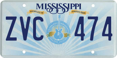 MS license plate ZVC474