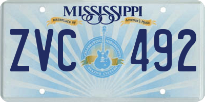 MS license plate ZVC492
