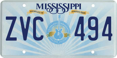 MS license plate ZVC494