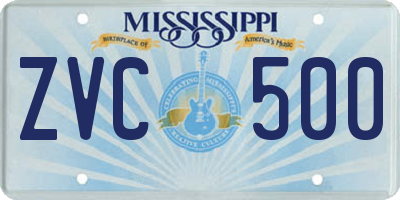 MS license plate ZVC500