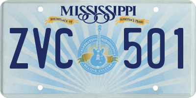 MS license plate ZVC501