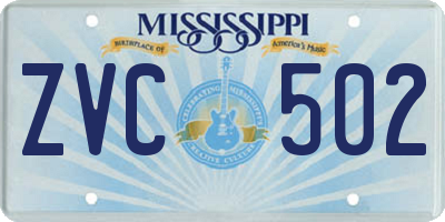 MS license plate ZVC502