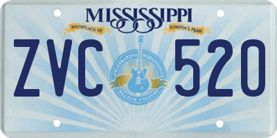 MS license plate ZVC520