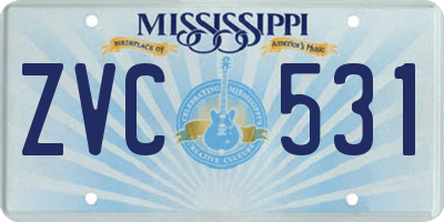 MS license plate ZVC531