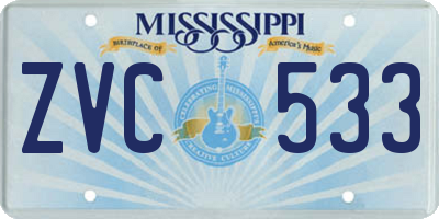 MS license plate ZVC533