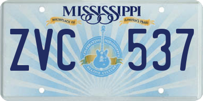 MS license plate ZVC537